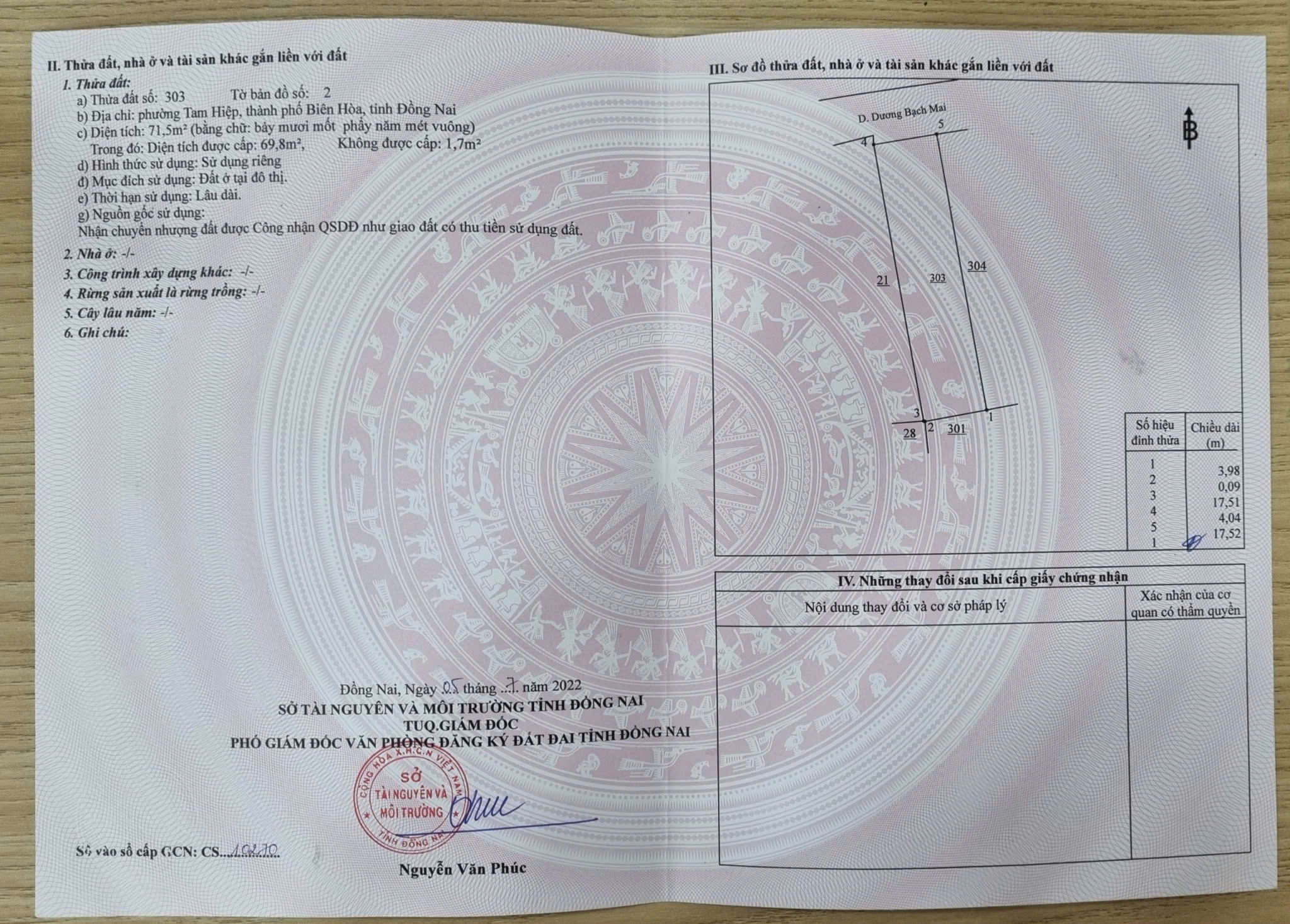 BÁN ĐẤT PHƯỜNG TAM HIỆP TỈNH ĐỒNG NAI